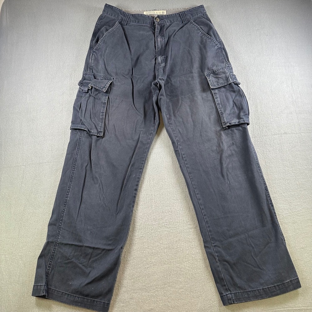 Plugg Mens Cargo Pants 31x32 Navy Blue Cotton Straight Leg Utility Workwear